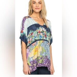 Johnny Was  golding graphic silk top Sz 1X